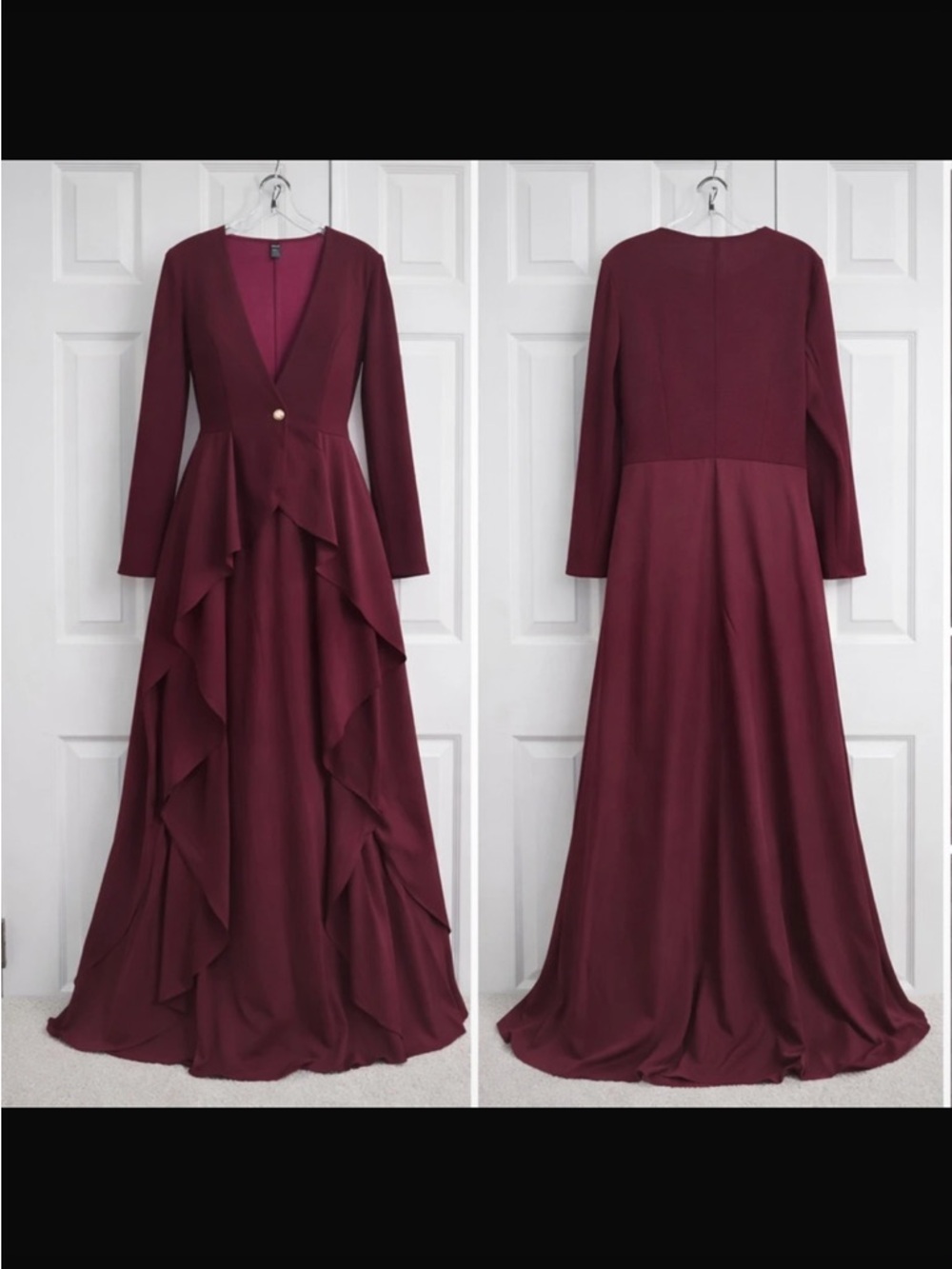 Long Burgundy Ruffle Duster